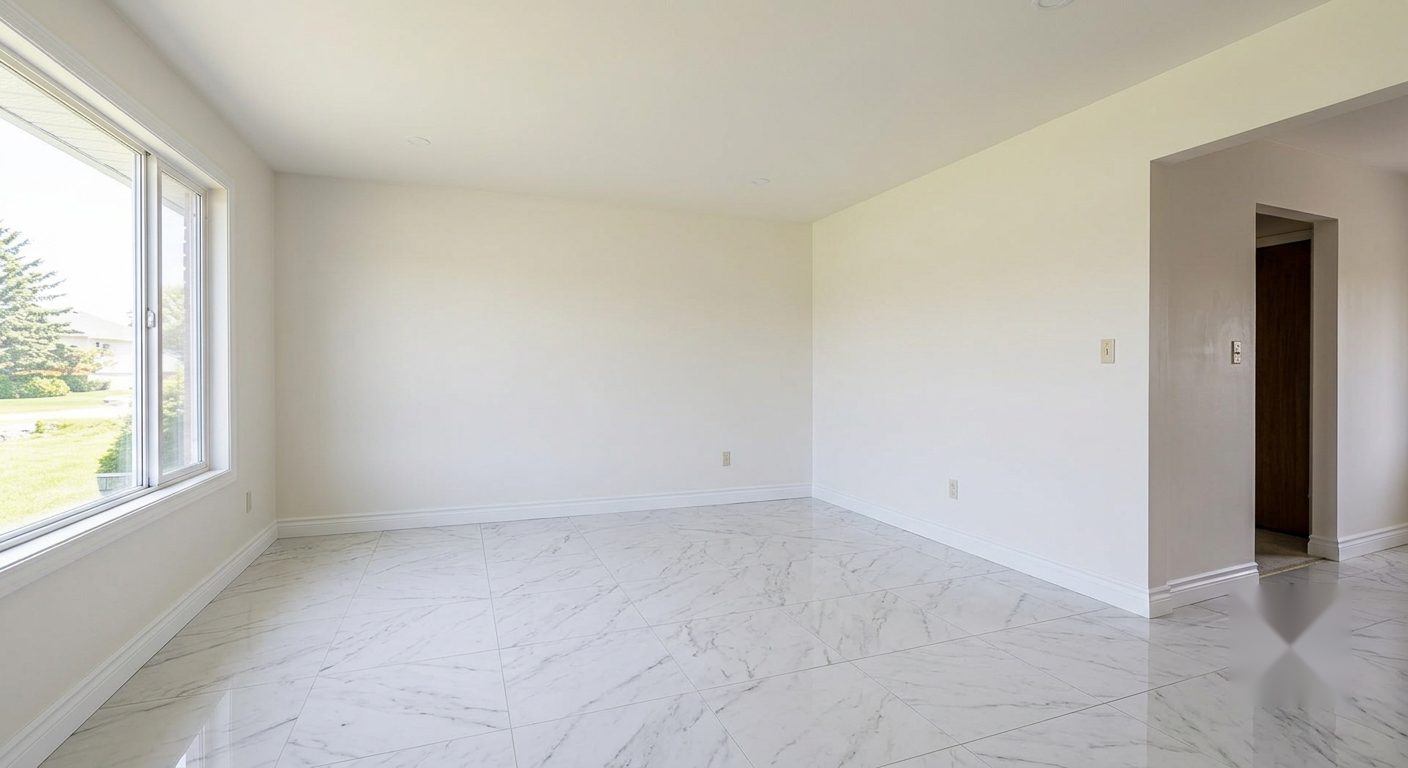 The same room fully rebuilt and finished